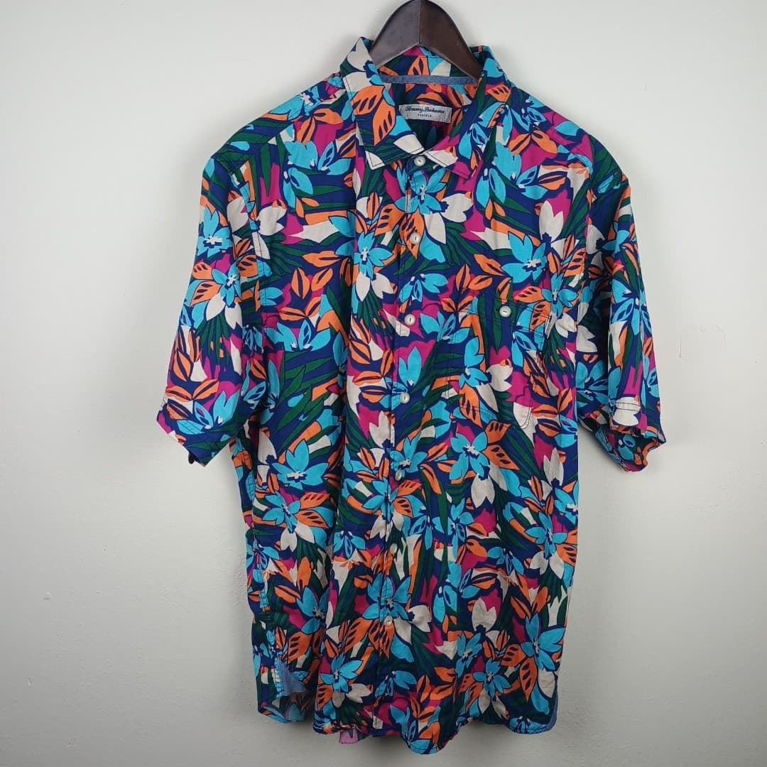 Tommy Bahama Tortola Fuego Bay Camp Shirt Mens XL Tropical Tencel Blend - Thumbnail 3