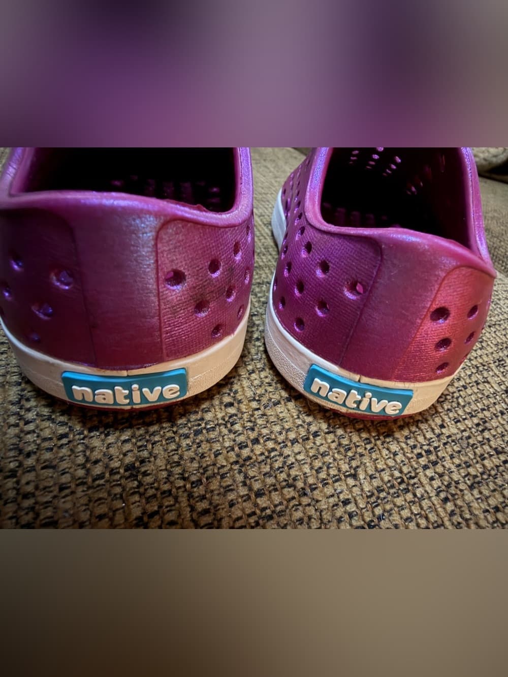 Kids Slip-On native Rubber Shoes in Metallic Pink/Magenta Sz C5 - Thumbnail 4
