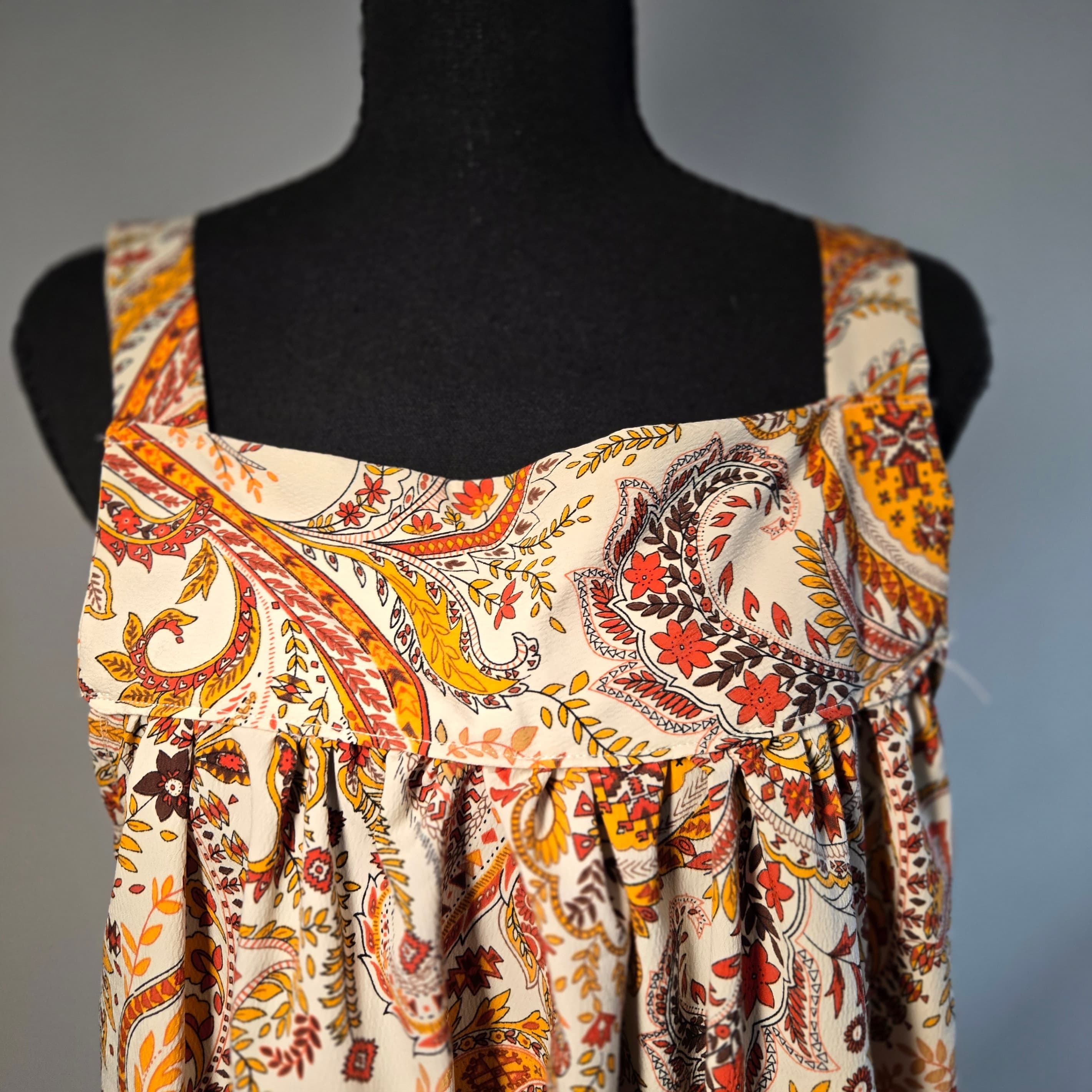 Bohemian Paisley Maxi Dress Sleeveless - Thumbnail 3