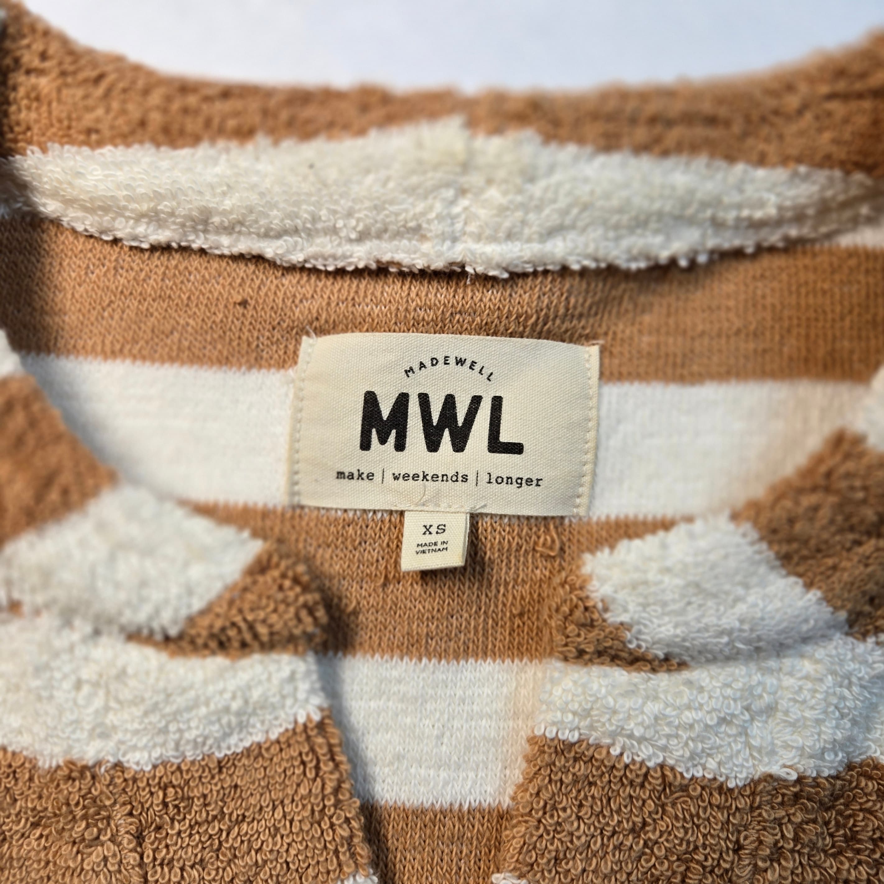 Madewell MWL Striped Terry Hoodie XS - Thumbnail 3
