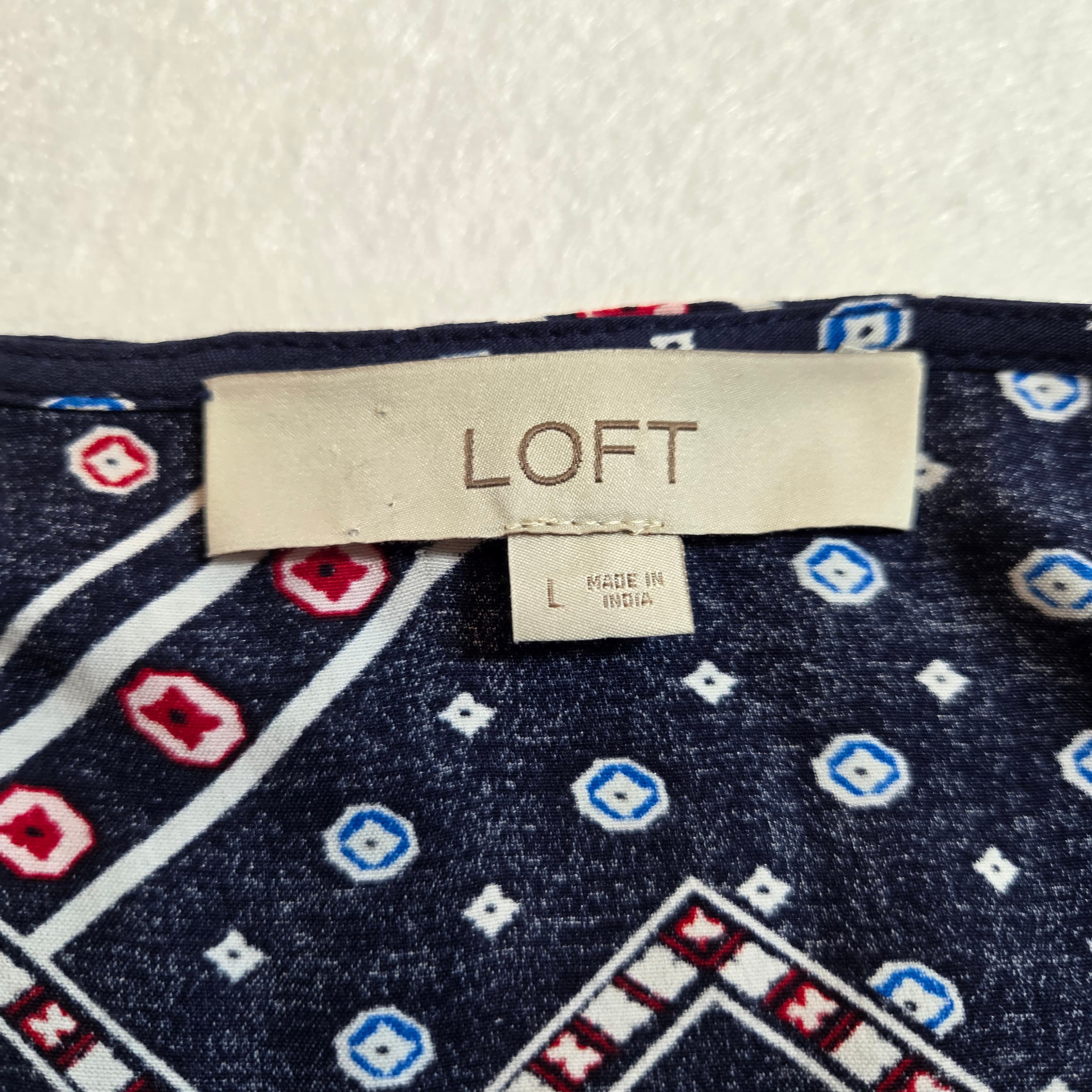 LOFT Women's Patterned Top Size L Boho - Thumbnail 3