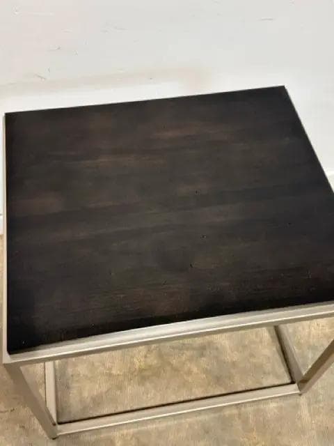 Bassett Dark Wood And Metal Large End Table - Thumbnail 2