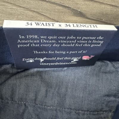 Vineyard Vines Chilmark Pants Flat Front Stretch Chino Gray Mens 34x34 - Thumbnail 5
