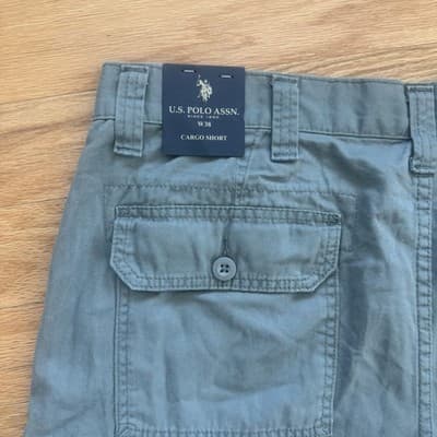 U.S. Polo Assn. Cargo Shorts Cotton Canvas Casual Summer Green 11 Inseam Mens 38 - Thumbnail 13