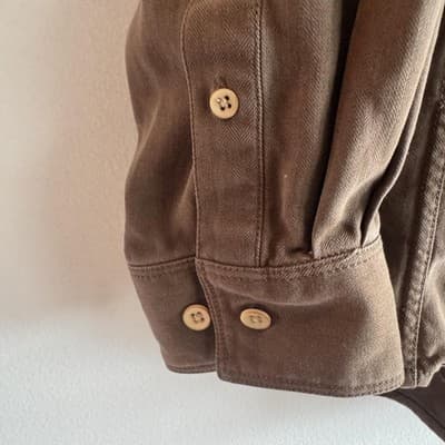 Tommy Bahama Herringbone Long Sleeve Button Up 100% Silk Shirt Brown Mens XLT - Thumbnail 7