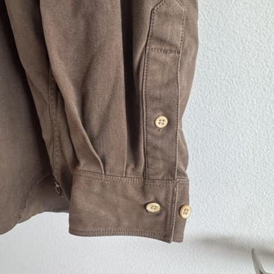 Tommy Bahama Herringbone Long Sleeve Button Up 100% Silk Shirt Brown Mens XLT - Thumbnail 8