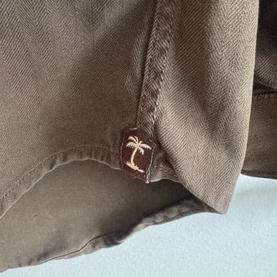 Tommy Bahama Herringbone Long Sleeve Button Up 100% Silk Shirt Brown Mens XLT - Thumbnail 11