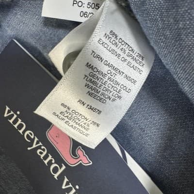 Vineyard Vines Chilmark Pants Flat Front Stretch Chino Gray Mens 34x34 - Thumbnail 8