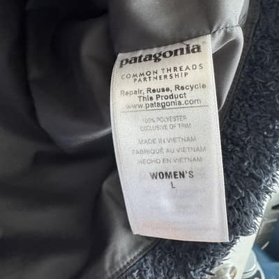 Patagonia Los Gatos Sherpa Fleece Vest High Pile Full Zip Navy Blue Womens L - Thumbnail 10