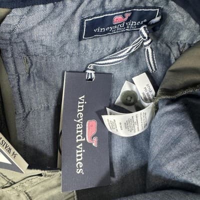 Vineyard Vines Chilmark Pants Flat Front Stretch Chino Gray Mens 34x34 - Thumbnail 6