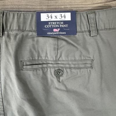 Vineyard Vines Chilmark Pants Flat Front Stretch Chino Gray Mens 34x34 - Thumbnail 9