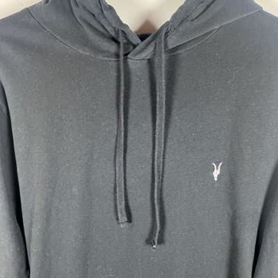 AllSaints Raven OTH Hoody Fleece Pullover Organic Cotton Black Men's XL - Thumbnail 5