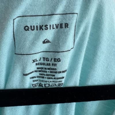Quiksilver Tank Top Palm Tree Island Surf Graphic Cotton Light Blue Mens XL - Thumbnail 3