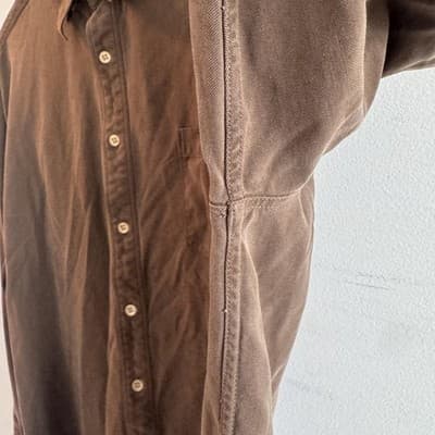 Tommy Bahama Herringbone Long Sleeve Button Up 100% Silk Shirt Brown Mens XLT - Thumbnail 10