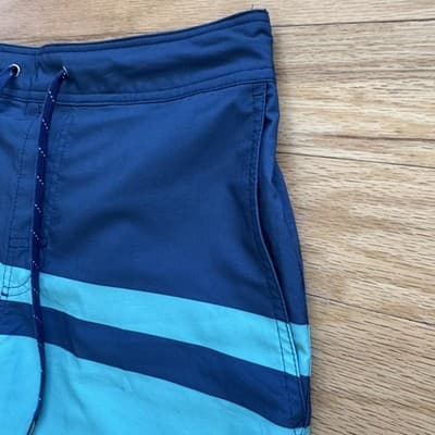 Fair Harbor Ozone Swim Trunks Lined Elastic Waist Drawstring Striped Blue Mens M - Thumbnail 6