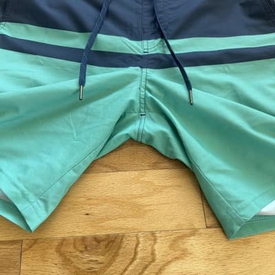 Fair Harbor Ozone Swim Trunks Lined Elastic Waist Drawstring Striped Blue Mens M - Thumbnail 9