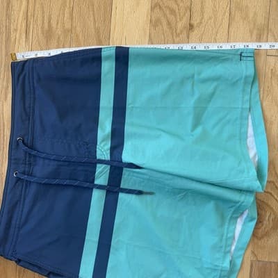 Fair Harbor Ozone Swim Trunks Lined Elastic Waist Drawstring Striped Blue Mens M - Thumbnail 16