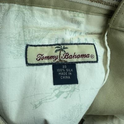 Tommy Bahama Pleated Chino Shorts 100% Silk Casual Beige 10 Inseam Mens 33 - Thumbnail 4