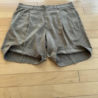 Tommy Bahama Shorts Pleated Chino Beige 100% Silk Casual 10 Inseam Mens 36 - Thumbnail 7