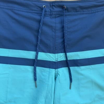 Fair Harbor Ozone Swim Trunks Lined Elastic Waist Drawstring Striped Blue Mens M - Thumbnail 3