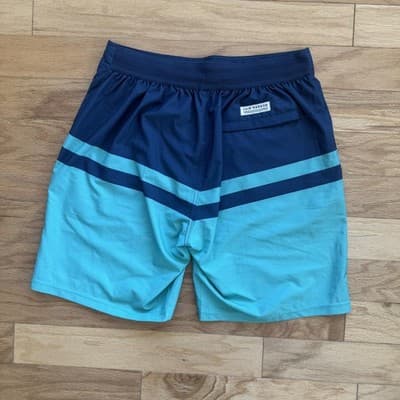 Fair Harbor Ozone Swim Trunks Lined Elastic Waist Drawstring Striped Blue Mens M - Thumbnail 2