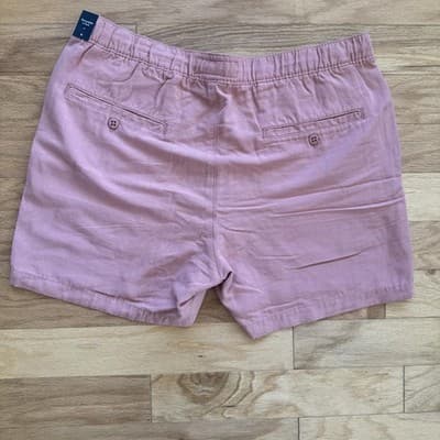 Abercrombie & Fitch Chino Shorts Pink Elastic Waist Casual 6 Inseam Mens XL - Thumbnail 2