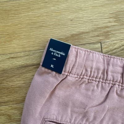 Abercrombie & Fitch Chino Shorts Pink Elastic Waist Casual 6 Inseam Mens XL - Thumbnail 11
