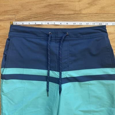 Fair Harbor Ozone Swim Trunks Lined Elastic Waist Drawstring Striped Blue Mens M - Thumbnail 15
