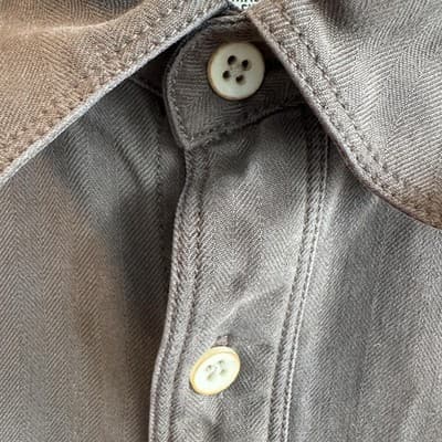 Tommy Bahama Herringbone Long Sleeve Button Up 100% Silk Shirt Brown Mens XLT - Thumbnail 5