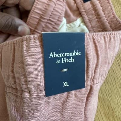 Abercrombie & Fitch Chino Shorts Pink Elastic Waist Casual 6 Inseam Mens XL - Thumbnail 5