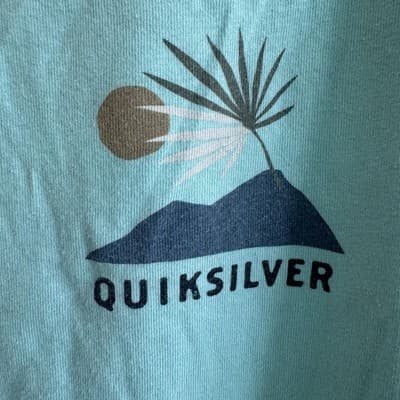 Quiksilver Tank Top Palm Tree Island Surf Graphic Cotton Light Blue Mens XL - Thumbnail 4