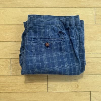 Tommy Bahama Chino Shorts Plaid Linen Cotton Casual Blue 10 Inseam Mens 33 - Thumbnail 17