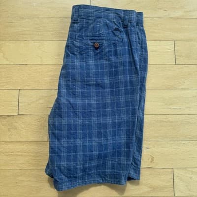 Tommy Bahama Chino Shorts Plaid Linen Cotton Casual Blue 10 Inseam Mens 33 - Thumbnail 16