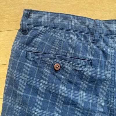 Tommy Bahama Chino Shorts Plaid Linen Cotton Casual Blue 10 Inseam Mens 33 - Thumbnail 8