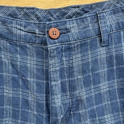 Tommy Bahama Chino Shorts Plaid Linen Cotton Casual Blue 10 Inseam Mens 33 - Thumbnail 3