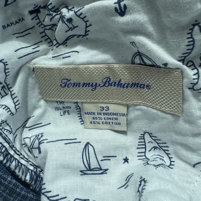 Tommy Bahama Chino Shorts Plaid Linen Cotton Casual Blue 10 Inseam Mens 33 - Thumbnail 6