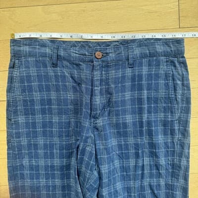 Tommy Bahama Chino Shorts Plaid Linen Cotton Casual Blue 10 Inseam Mens 33 - Thumbnail 12