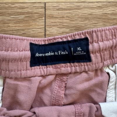 Abercrombie & Fitch Chino Shorts Pink Elastic Waist Casual 6 Inseam Mens XL - Thumbnail 4