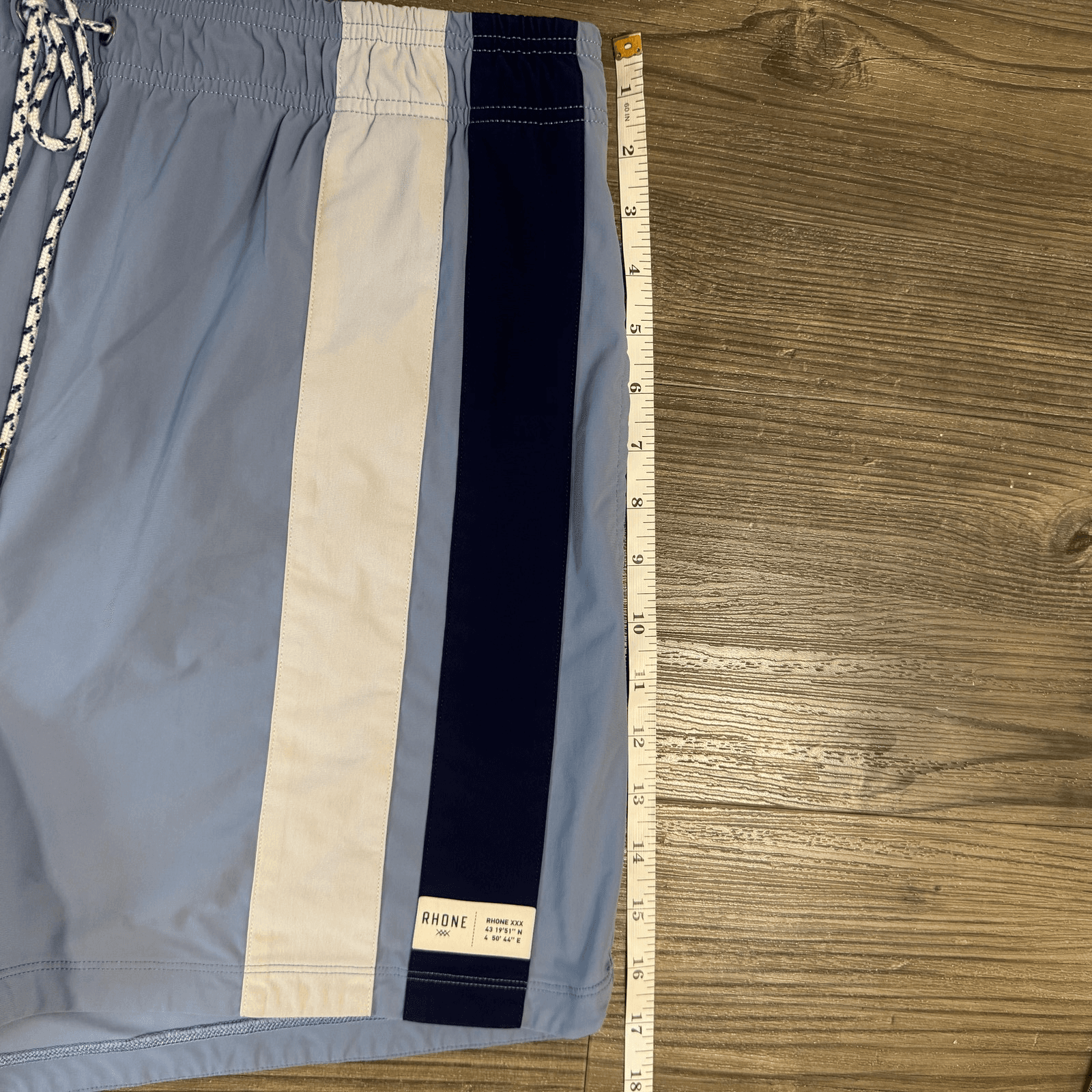 Rhone Fletcher Swim Trunks Waist Drawstring Back Pocket Striped Blue Men's XL - Thumbnail 10