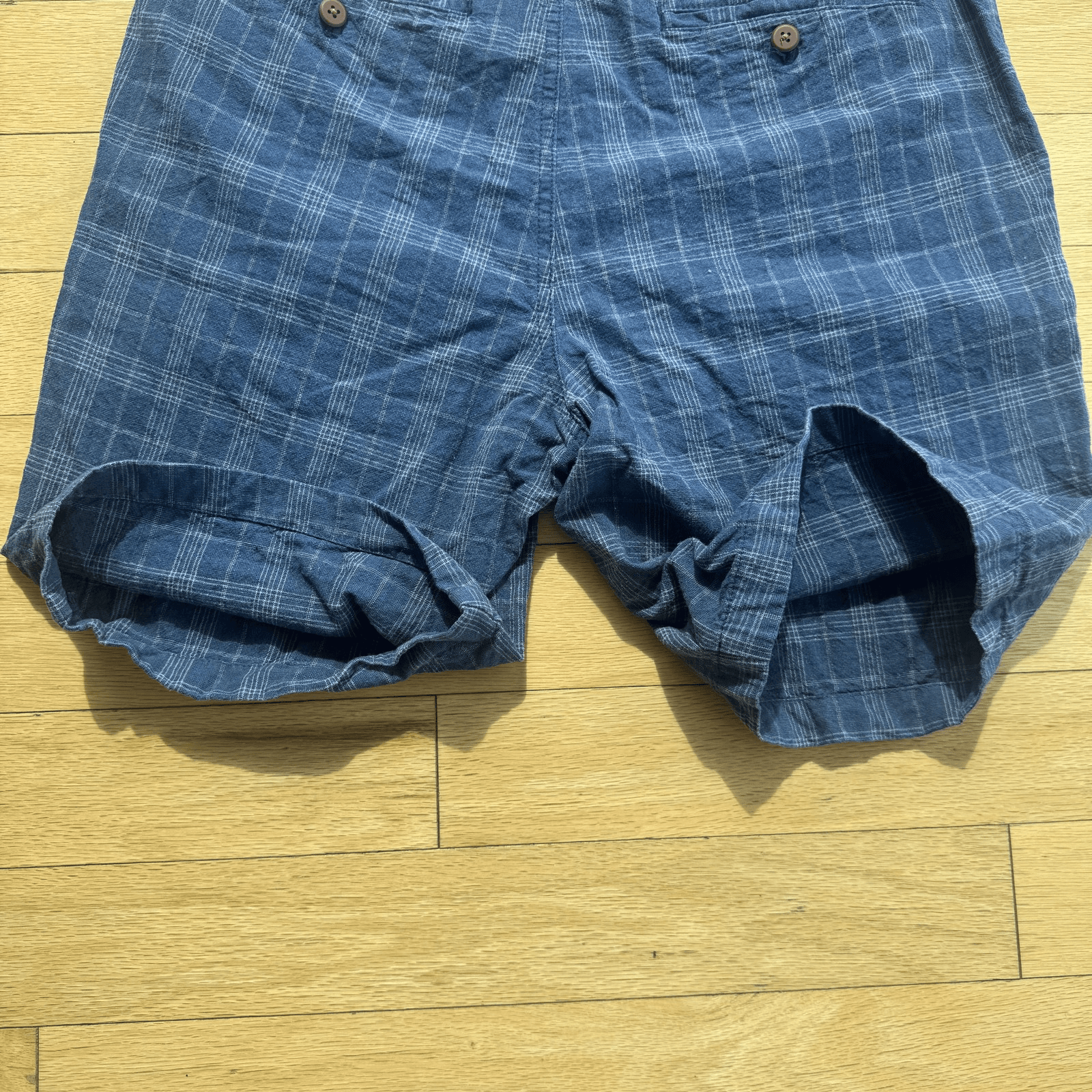 Tommy Bahama Chino Shorts Plaid Linen Cotton Casual Blue 10 Inseam Mens 33 - Thumbnail 9