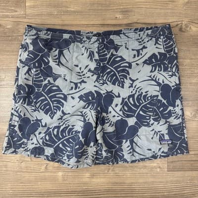 Patagonia Baggies Swim Trunks Bayside Blue Hawaiian Floral Lined Men's 50092SP17
