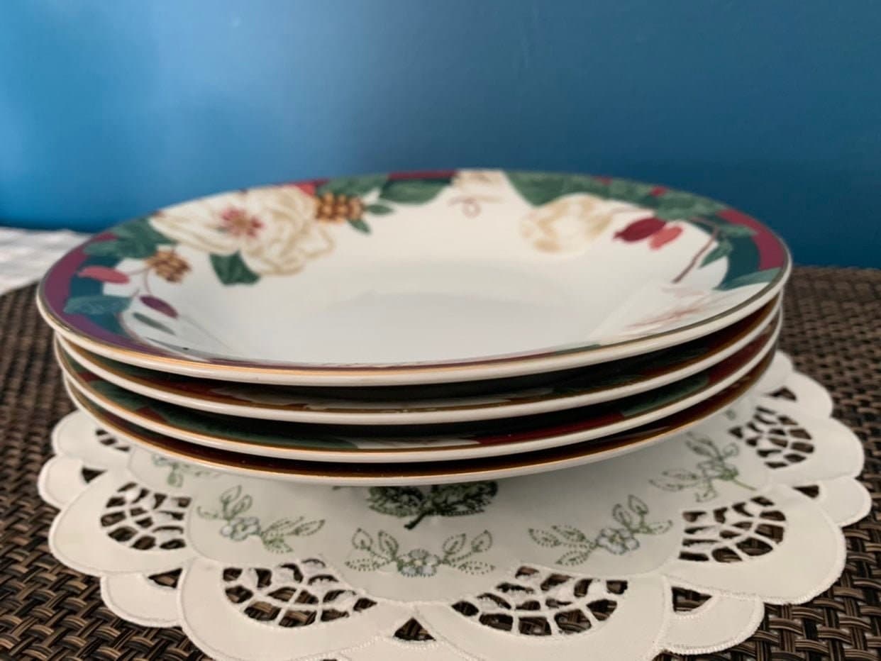 Vintage Tienshan China 'Magnolia' Rimmed Soup Bowls (4) - Thumbnail 8