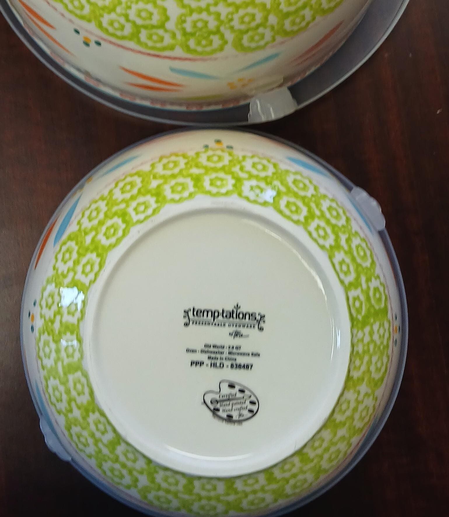 Springfetti Vintage Temp-tations Floral Mixing Bowls- Set of 2 Large Bowls Matching Lids for Storage~ Nesting Serving Bowls- Oven-to-Table - Thumbnail 8