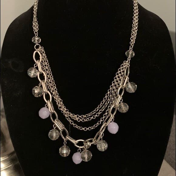 Vintage Ann Taylor Silver/Baby Blue Multi-Layer Necklace - Thumbnail 5