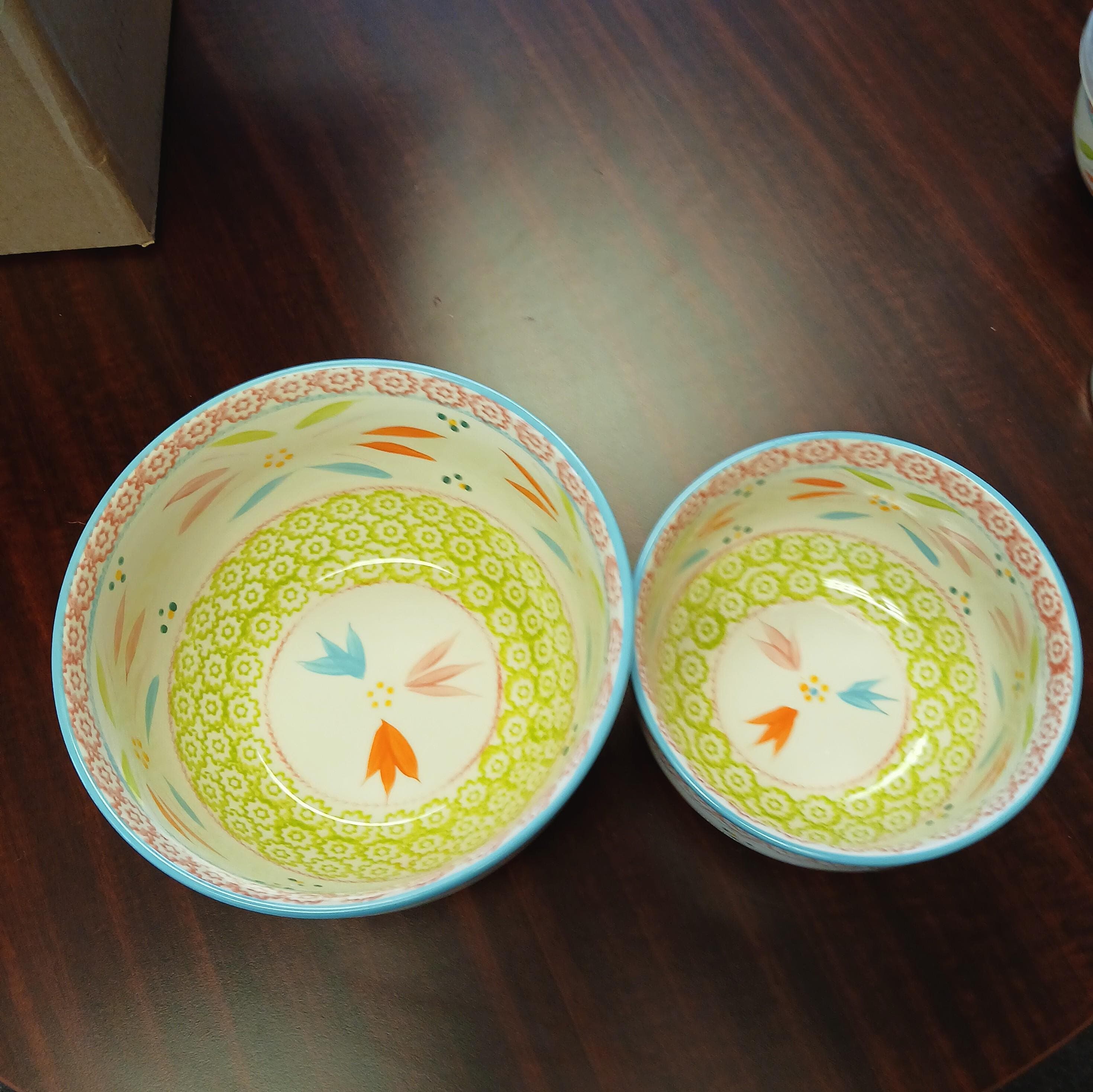 Springfetti Vintage Temp-tations Floral Mixing Bowls- Set of 2 Large Bowls Matching Lids for Storage~ Nesting Serving Bowls- Oven-to-Table - Thumbnail 10