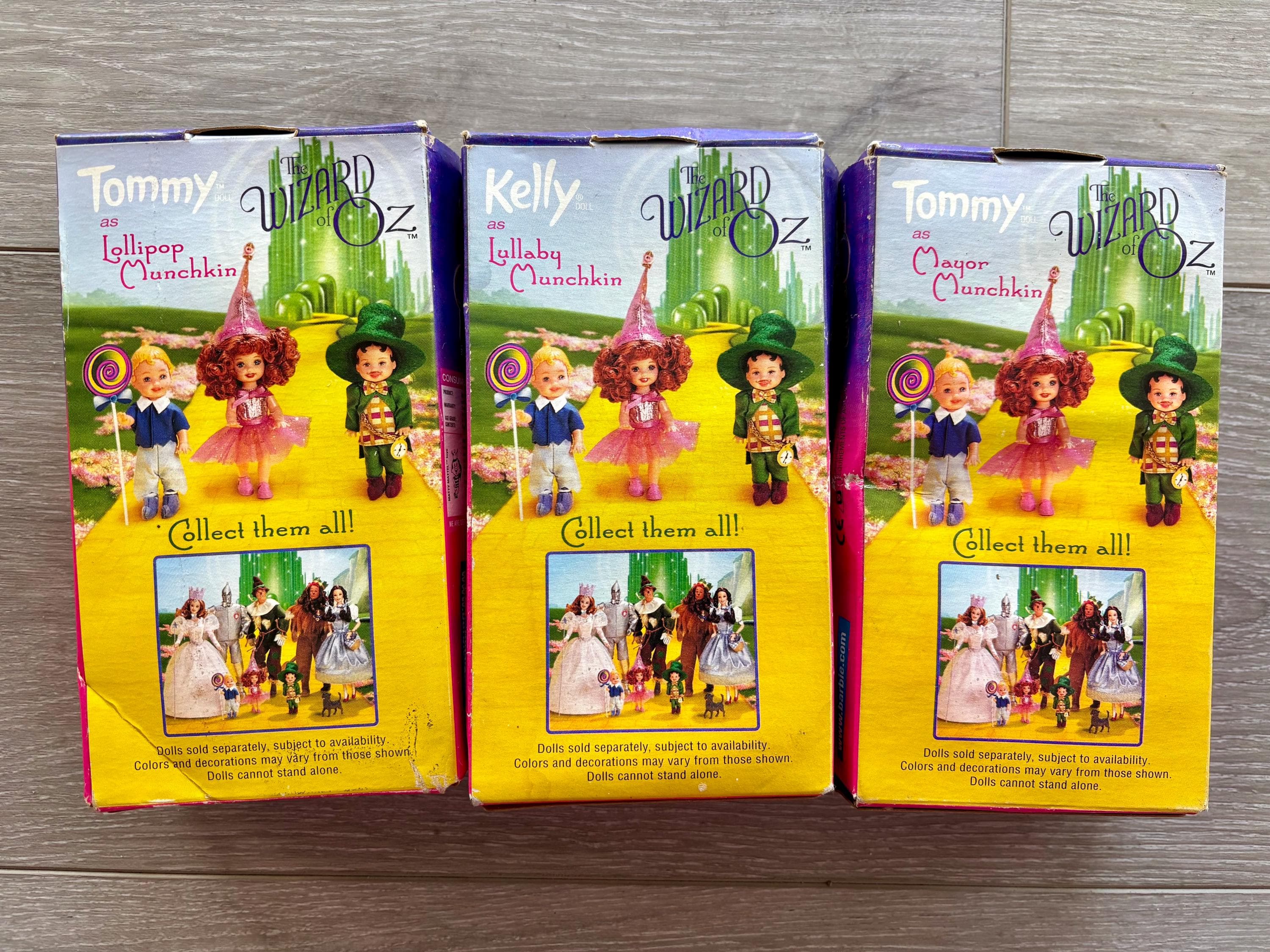 Mattel Wizard of Oz Kelly and Tommy Munchkin Dolls~ Lollipop, Lullaby and Mayor–Complete Set - Thumbnail 3