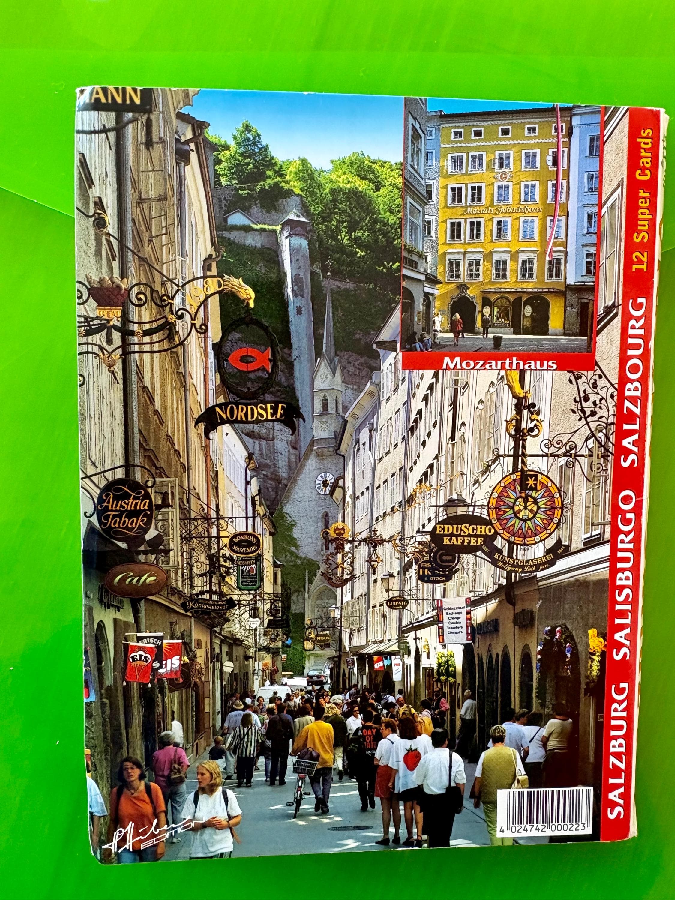 Vintage box of 12 "Super Cards" postcards featuring a panoramic view of Salzburg, Austria. Breathtaking Images! Glossy; Mint Condition - Thumbnail 3