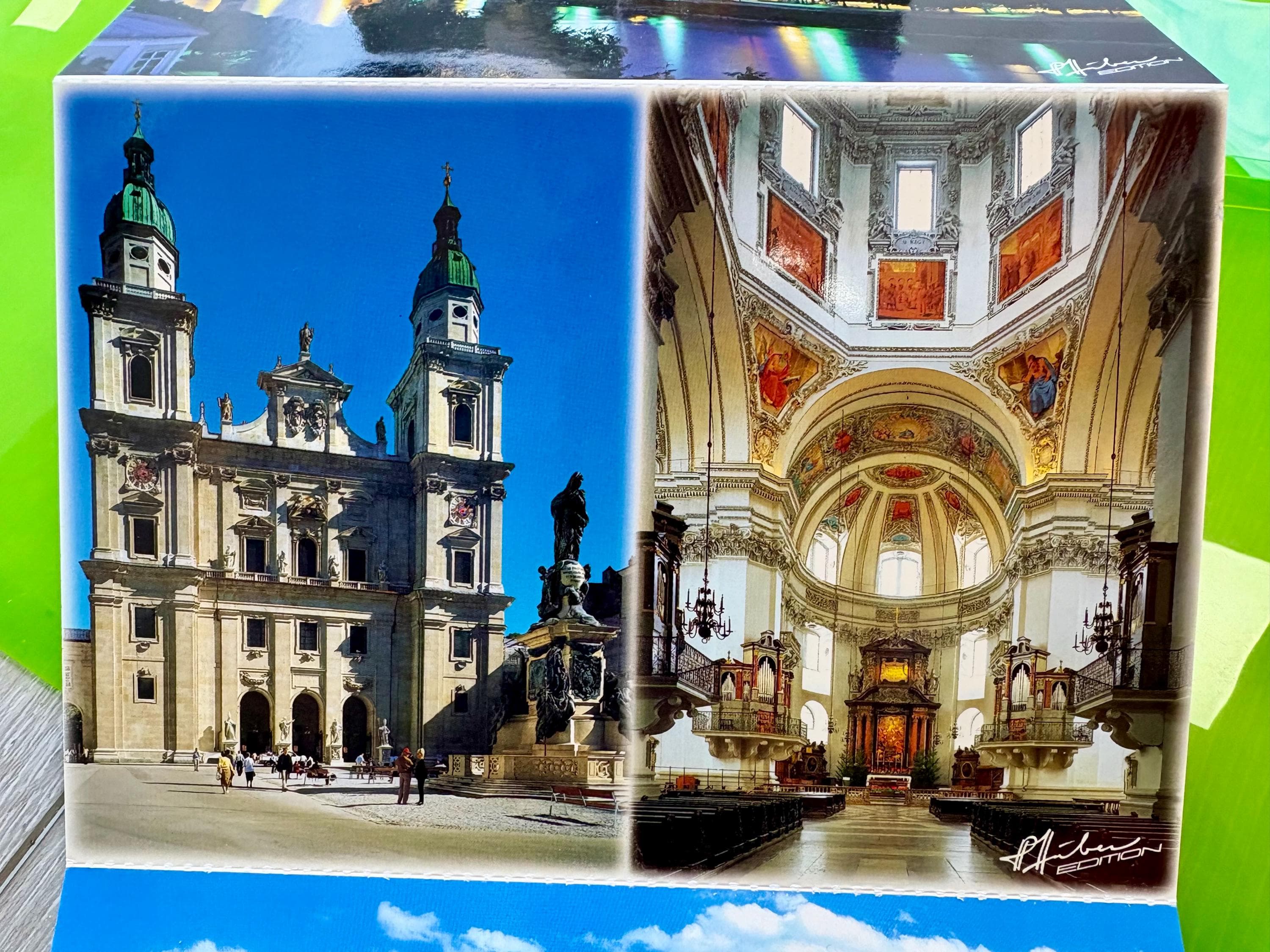 Vintage box of 12 "Super Cards" postcards featuring a panoramic view of Salzburg, Austria. Breathtaking Images! Glossy; Mint Condition - Thumbnail 5