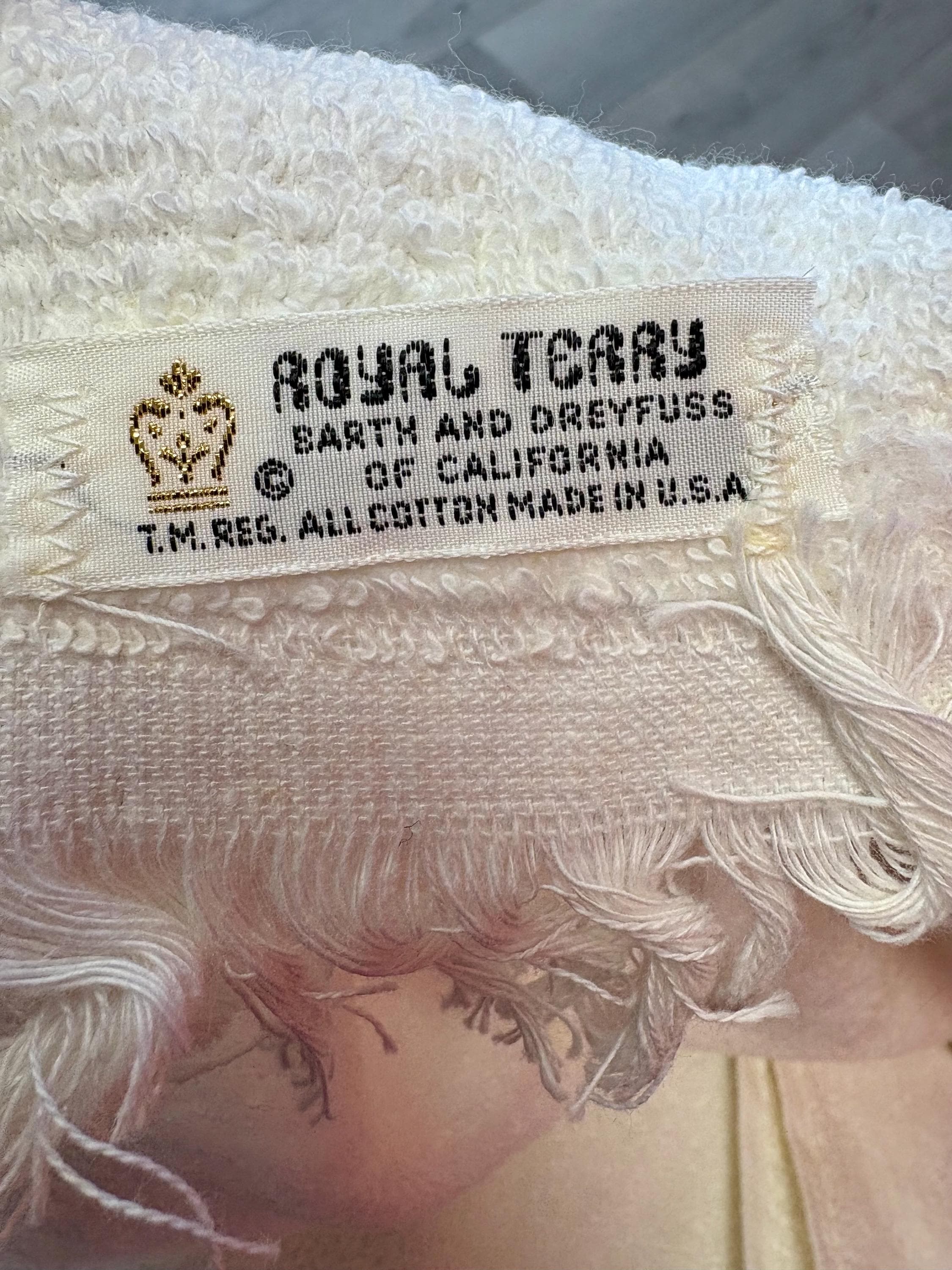 Vintage Barth & Dreyfuss Gold Monogrammed “N” Royal Terry Bath Towel~ Made in the USA- Ornate, gold-embroidered oval design on a white towel - Thumbnail 9