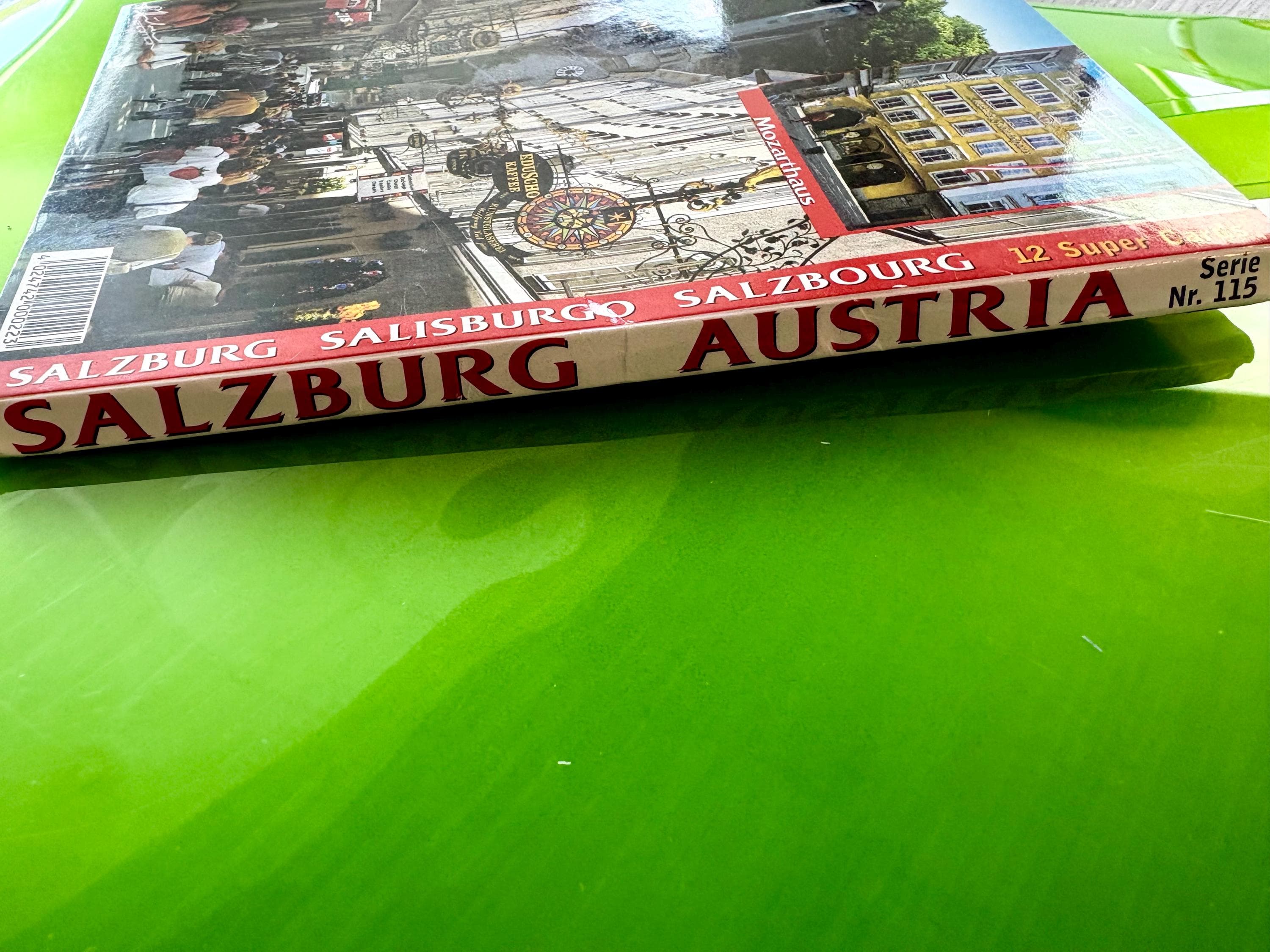 Vintage box of 12 "Super Cards" postcards featuring a panoramic view of Salzburg, Austria. Breathtaking Images! Glossy; Mint Condition - Thumbnail 10